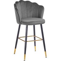 2x Eleganter grauer Samthocker mit goldenen Enden 50x55x110 cm