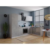 Küche Küchenzeile Küchenblock Winkelküche Weiß Beton Malia 280x172 cm Respekta