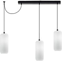 Sospensione vetro bianco gea luce raika br3 e27 led lampada soffitto decentramento moderna, couleur blanc