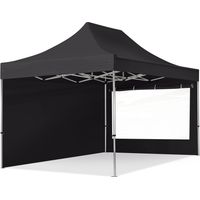 3x4,5 m Faltpavillon PROFESSIONAL Alu 40mm, Seitenteile mit Panoramafenstern, schwarz