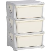 Cajonera de Plástico Organizador para Niños con 3 Cajones Asas para Juguetes Ropa Libros 37x37x56,5 cm Beige
