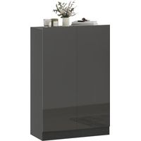 Armoire à chaussures 2 portes avec fermeture douce, étagères réglables 20 paires noir brillant