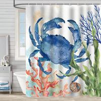 Shower Curtain Tissu Lavable Blue Rideau de Douche Rideau de Textile Vintage en Tissu de Bain Decoration Set with Hooks 180 x 180 cm Turquoise White Tissu Polyester B9319
