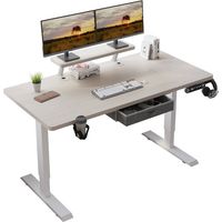 140x76cm Bureau Assis Debout Électrique, Bureau De 55 Pouces Avec Tiroirs Et Commande Manuelle De 4 Claviers Avec Fonction De Mémoire Automatique, Chêne