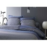Drap Plat en Satin de Coton Bleu 280x325 cm