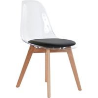 Chaise de cuisine élégance polycarbonate et bois noir - Noir avec pieds bois clair