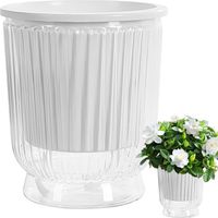 CCYKXA Pots d'arrosage Automatique intérieurs, 12cm Pots de Fleurs en Plastique à arrosage Automatique avec mèche en Coton et Espace de Rangement d'eau pour Plants d'Intérieur et d'Extérieur