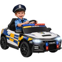 Macchina Elettrica per Bambini della Polizia con Telecomando, Clacson e Musica Integrata, 96x60x45 cm