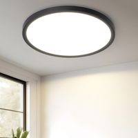 GBLY Lampe de plafond LED Lampe de plafond plate - 18CM Lampe de salle de bain 15W noire Éclairage de plafond Lampe de couloir Plafonnier Lampe de salle de bain 4000K pour cuisine Couloir