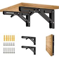 Set aus 2 faltbaren Stativen 25 cm (10 Zoll), Selbstmontage-Stütze, kompatibel mit Klapptischen und Wandtischen, schwarz
