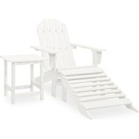 Sedia da giardino Adirondack con pouf e tavolo in abete bianco 020013325