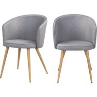Lot de 2 chaises en tissu gris clair et pieds en métal - CHIARA
