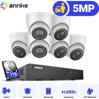 ANNKE 8 Channel PoE Security System with 6 Turret Cameras, IP67 Waterproof,EXIR 2.0 Night Vision, Built-in Mic & SD Card Slot, Works with Alexa - 1TB HDD