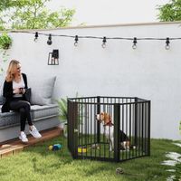 Parco per cuccioli 76 cm di altezza, recinto per cuccioli 8 pezzi con porta, recinto all'aperto per cani di taglia piccola e media, conigli, porcellini d'India, acciaio, nero