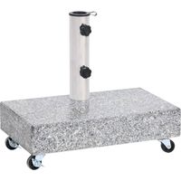 Vidaxl – Socle de parasol en granit 45x25x8,3 cm – Stable avec roulettes verrouillables – Adaptateur pour mâts de 38 et 48 mm