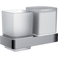 Emco Loft Glashalter 053100101 mit Flüssigseifenspender, mit Stülpbecher, Kristallglas satiniert, chrom