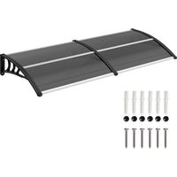 Outsunny marquesina exterior para puertas y ventanas 196x75 cm tejadillo de protección contra sol y lluvia con cubierta de policarbonato negro