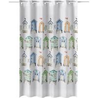 Cortina baño estampado casitas 180 x 200 cm poliester atenas