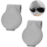 SHINING HOUSEMonture de lunettes de voiture, monture de lunettes en cuir de voiture, ensemble de 2 pièces de montures de lunettes de pare-soleil de voiture grises, monture de lunettes de soleil de voi