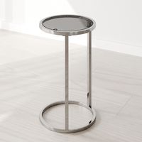 Silver Frame Coffee Table With Glass Top Round Side Table