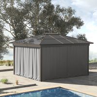 Rideaux de rechange pour tonnelle, lot de 4, pour tonnelles de 3 x 3 m, 302 x 205 cm, gris clair