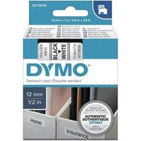 Cinta Rotuladora Adhesiva de Plástico Dymo D1 45013/ para Label Manager/ 12mm x 7m/ Negra-Blanca