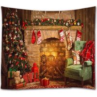 MINKUROW Wandteppiche, Weihnachten, Schlafzimmer, Kamin, Socken, Geschenk, zum Aufhängen an Kiefern, Weihnachtskulissen, Druckstoff, Wandbehang, Wandteppich, Wanddekoration, Wohnzimmer, 200 x 150 cm