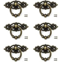 6 pcs Door Drawer Knob Bronze Furniture Handle with Screws for Retro Cabinet Drawer Dresser Retro Furniture