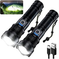 Linternas recargables de 3200 lúmenes (paquete de 2), linterna LED ultrabrillante, 12 horas de autonomía con 5 modos, linterna de alta potencia para el hogar y el exterior.