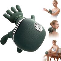 Masseur Dos et Cervicales, Massage Shiatsu 4D avec Pétrissage en Profondeur, Rechargeable USB, 3 Niveaux de Massage et 2 Niveaux de Chaleur, Cadeau pour Femme, Homme, Mam (Vert)