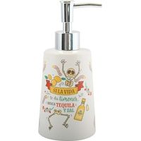 Dispensador de Jabón Cerámica TEQUILA Blanco y Amarillo MSV