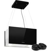 Klarstein – Hotte îlot aspirante 60cm 590 m³/h – Éclairage LED – Classe A – Filtres à graisse en aluminium – Installation rapide