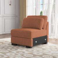 Sillón de Pana con Cojín, Sillón de Salón Cómodo y Esponjoso, Estilo Nórdico/Vintage, 74x88x85 cm - Naranja