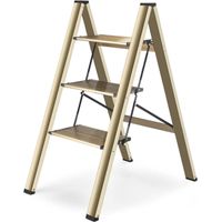 3 Step Ladder, Folding Ladder Stool, Wider Upgraded Non-Slip Treads, Portable Lightweight Ladder for Home and Kitchen, Holds up to 330 Lbs.