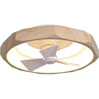 Parrot Uncle 50cm Ceiling Fan with Light, Silent Reversible Smart Ceiling Fan, Remote Control, 6 Speeds, Dimmable LED Light with Timer, Wood Effect Finish