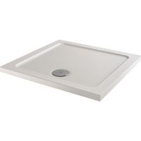 Modern Square Shower Tray 800 x 800mm Low Profile Slimline Lightweight White