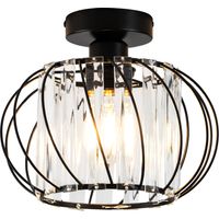 GBLY Plafonnier Couloir Plafonnier Cristal : Lampe de Couloir Vintage Plafonnier Cuisine Lampe E27 avec Cadre Métal Noir Moderne Plafonnier Intérieur pour Couloir Cuisine Balcon Salon (Sans Ampoule)