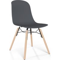 Chaise de salle à manger avec pieds en bois naturel – Style moderne et fonctionnalité -Broly Gris