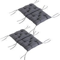 Conjunto de 2 Cojines para Silla 50x98x8 cm con Respaldo 6 Cordones de Fijación para Jardín Terraza Balcón Gris Oscuro