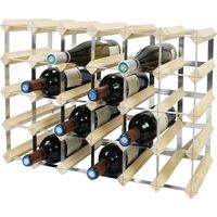 So-Tech – Range-bouteilles en bois naturel pour 30 bouteilles – Dimensions 61,2 x 42 x 22,8 cm – Support en acier résistant à la corrosion