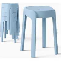 Tabourets Gigognes empilables par 4 BM HOME TAB-BLEU-PASTEL en plastique, légers pour la maison salle de classe, cuisine, jardin