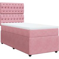 vidaXL Sommier à lattes de lit avec matelas Rose 90x200 cm Velours