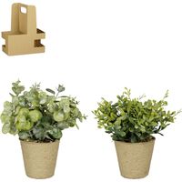 Mica Decorations Kunstpflanze Kräuter im Topf grün Ø 9 x 16 cm- 2 Stück Pflanze
