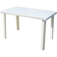 Tavolo Rettangolare Da Giardino 120x70cm Bianco Perfetto Per Spazio Esterno 016301