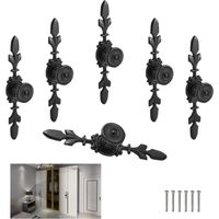 (6 Stück) Vintage-Griffe in Schwarz für Schränke, Schubladen und Türen – Dekoratives Blumenmuster für Möbel mit praktischer Rückwand