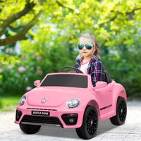 Voiture électrique pour enfants. Coccinelle VW. 3-5 km/h. avec télécommande et musique. rose