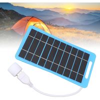 Batterie Solaire avec Lumière USB 5V 5W Portable pour Camping Panneau Solaire Portable Bleu avec Manette