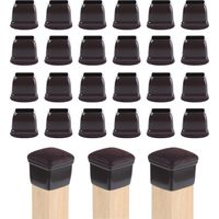 24 pcs Pieds de Chaise Silicone 14-19mm Protege Pied de Phaise,Plaquettes Pieds Meubles Chaise,Housses de Table Antidérapantes pour Meubles,Protections Bois pour Pieds de Meubles Marron Foncé Carré