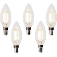 LUEDD Juego de 5 bombillas LED E14 regulables en 3 pasos B35 transparentes 4W 450 lm 2700K