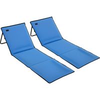 Lot de 2 tapis de plage rembourré dossier inclinable multi-positions sac de transport inclus acier polyester bleu